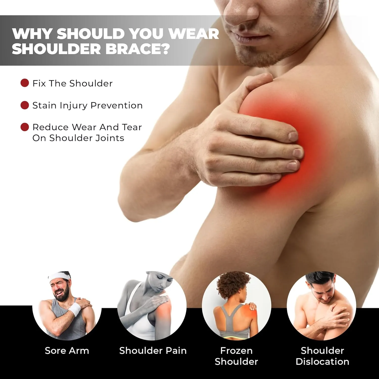 Astorn Adjustable Shoulder Brace for Rotator Cuff and AC Joint Pain Relief - Compression Sleeve for Men and Women with Ice Pack Holder