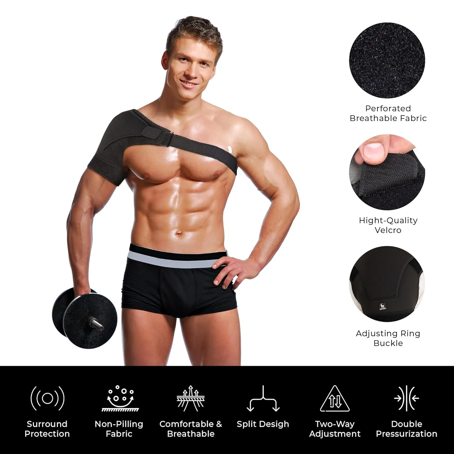 Astorn Adjustable Shoulder Brace for Rotator Cuff and AC Joint Pain Relief - Compression Sleeve for Men and Women with Ice Pack Holder