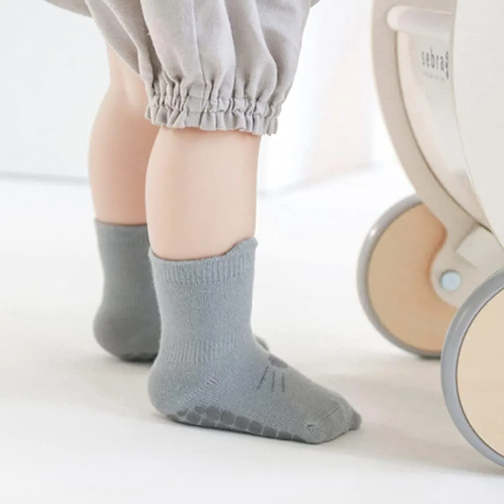 Baby Non-Slip Ankle Socks with Grips - Anti-Slip Crew Cotton Socks for Infants Toddlers Girls Boys