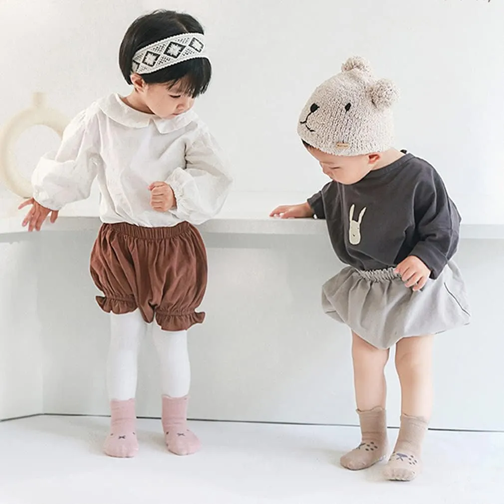 Baby Non-Slip Ankle Socks with Grips - Anti-Slip Crew Cotton Socks for Infants Toddlers Girls Boys