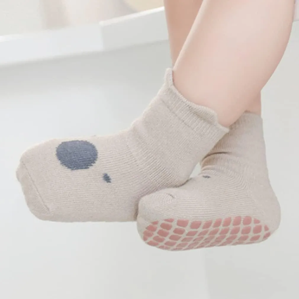 Baby Non-Slip Ankle Socks with Grips - Anti-Slip Crew Cotton Socks for Infants Toddlers Girls Boys