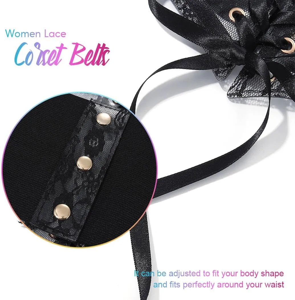 BODIY Women Lace Corset Belts Elastic Cinch Belt Tied Waspie Wide Waist Bustiers for Dress