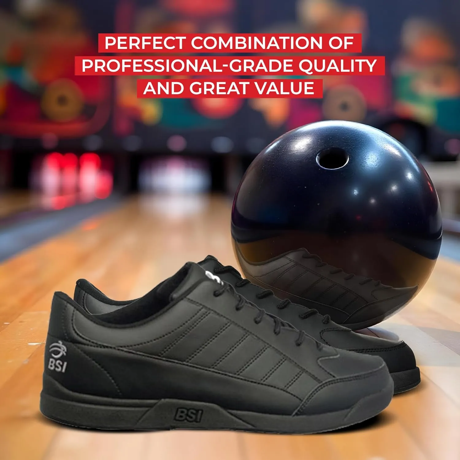 BSI Mens 521 Sport Basic Shoe - Lightweight Leather Bowling Shoes with Cushioned Support for Men