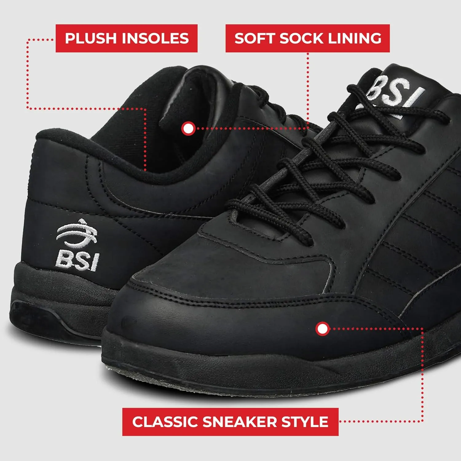 BSI Mens 521 Sport Basic Shoe - Lightweight Leather Bowling Shoes with Cushioned Support for Men
