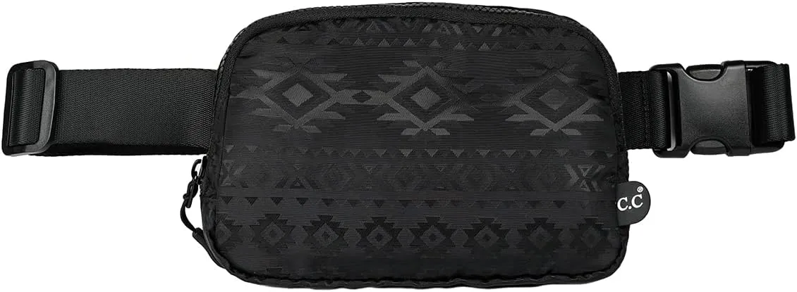C.C Aztec Pattern Belt Bag - Fanny Pack & Crossbody Bag for Women - Fashion Waist Pack with Adjustable Strap - Gifts (Aztec Pattern - black)