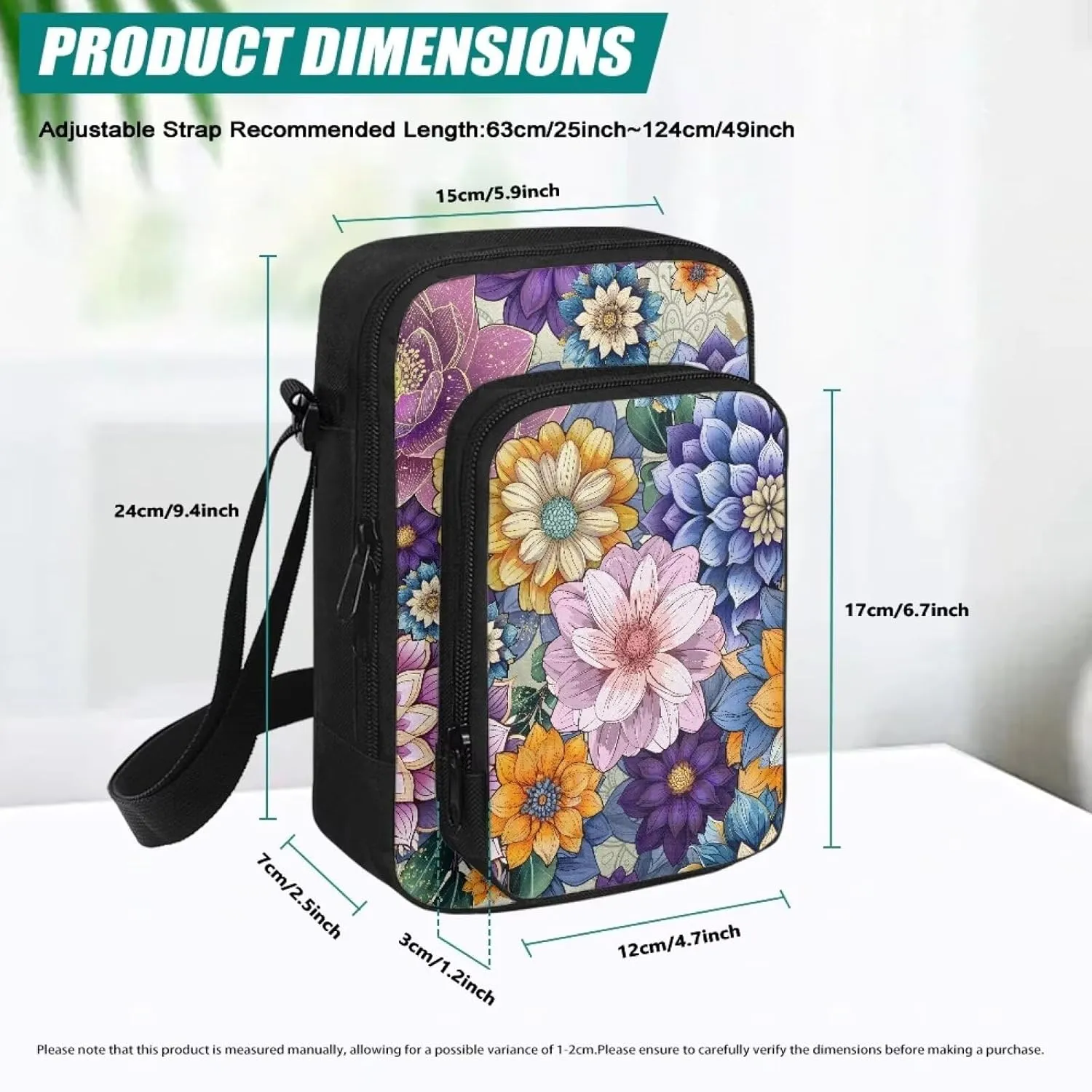 Cross-body Bag for Women Small Purse with Double Layer Zipper Pockets Shoulder Crossbody