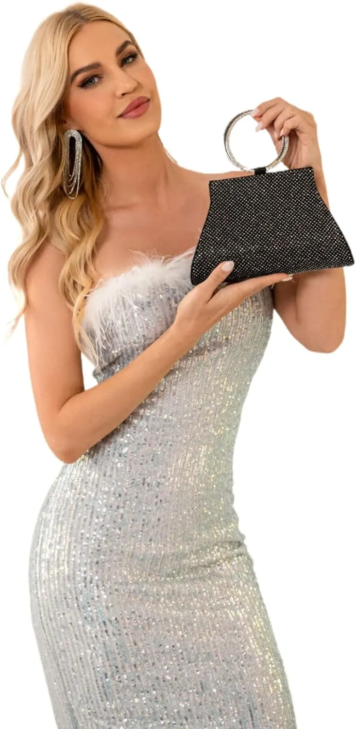 Crystal Clutch Purses Bride and Bridesmaid Handbag Elegant Wristlet Evening Bag for Women