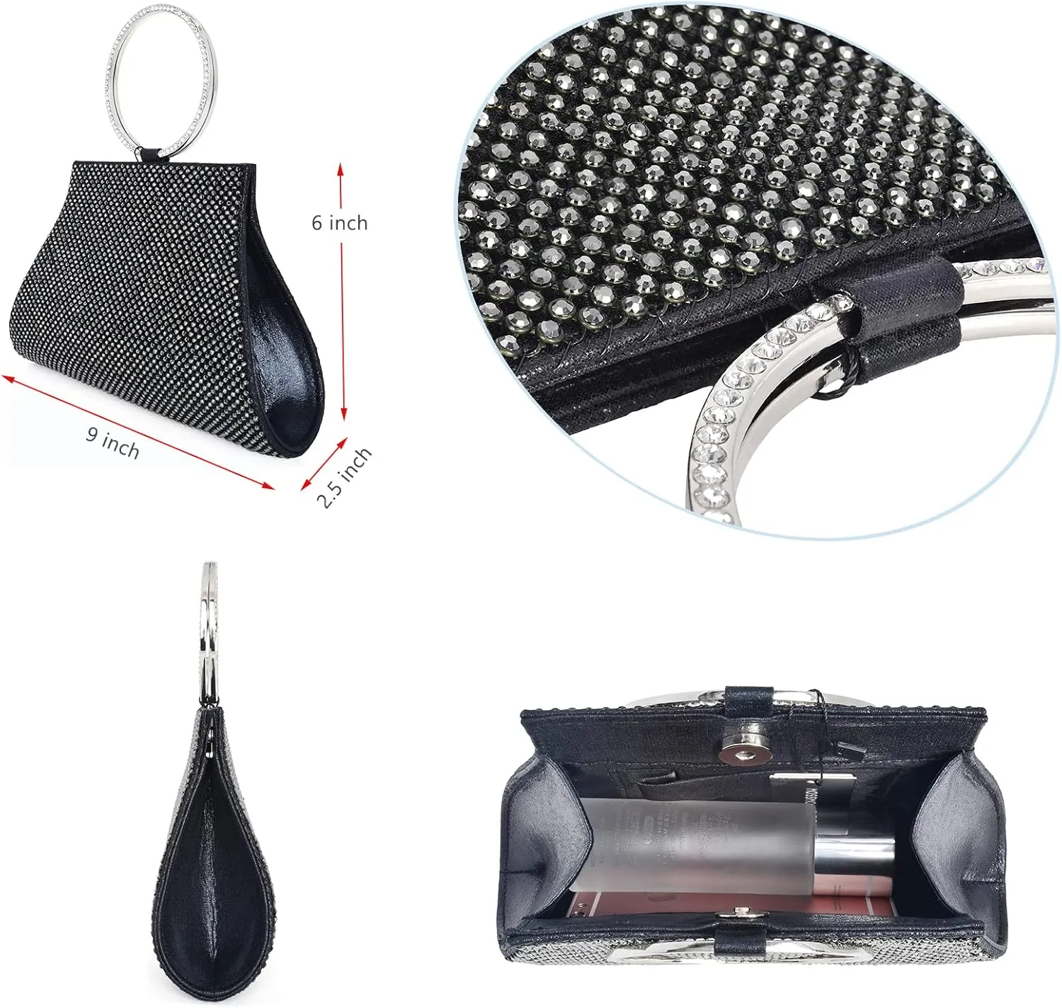 Crystal Clutch Purses Bride and Bridesmaid Handbag Elegant Wristlet Evening Bag for Women