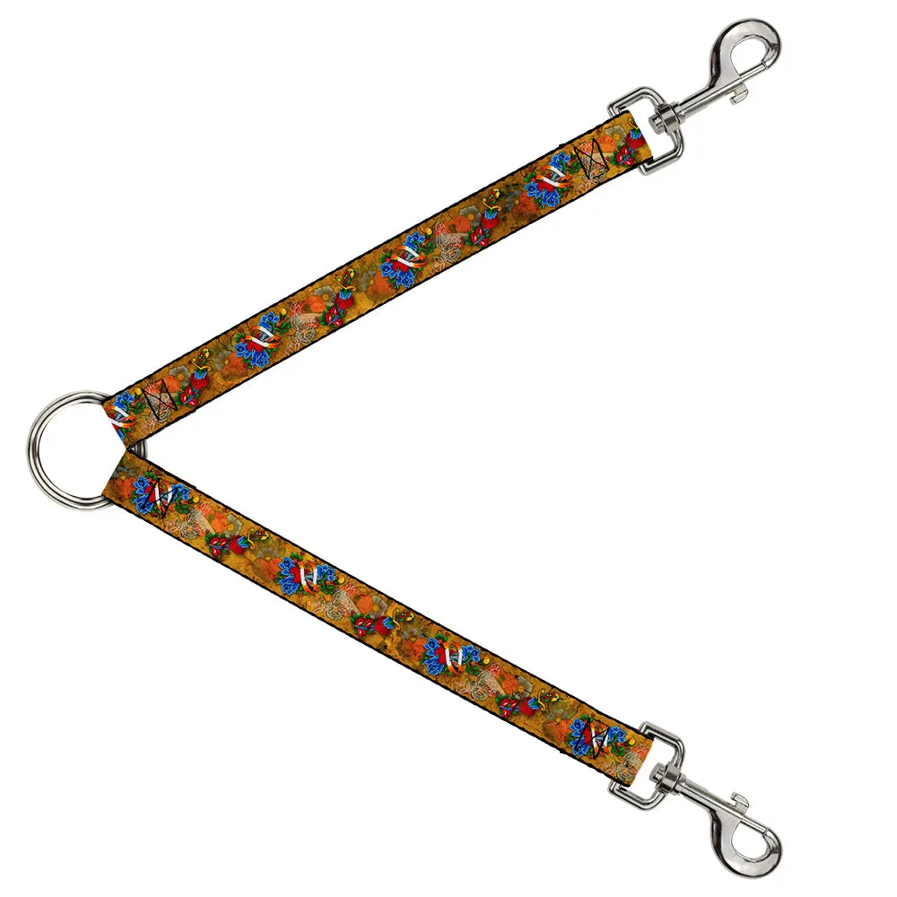 Dog Leash Splitter - Tattoo Johnny-Hearts & Roses