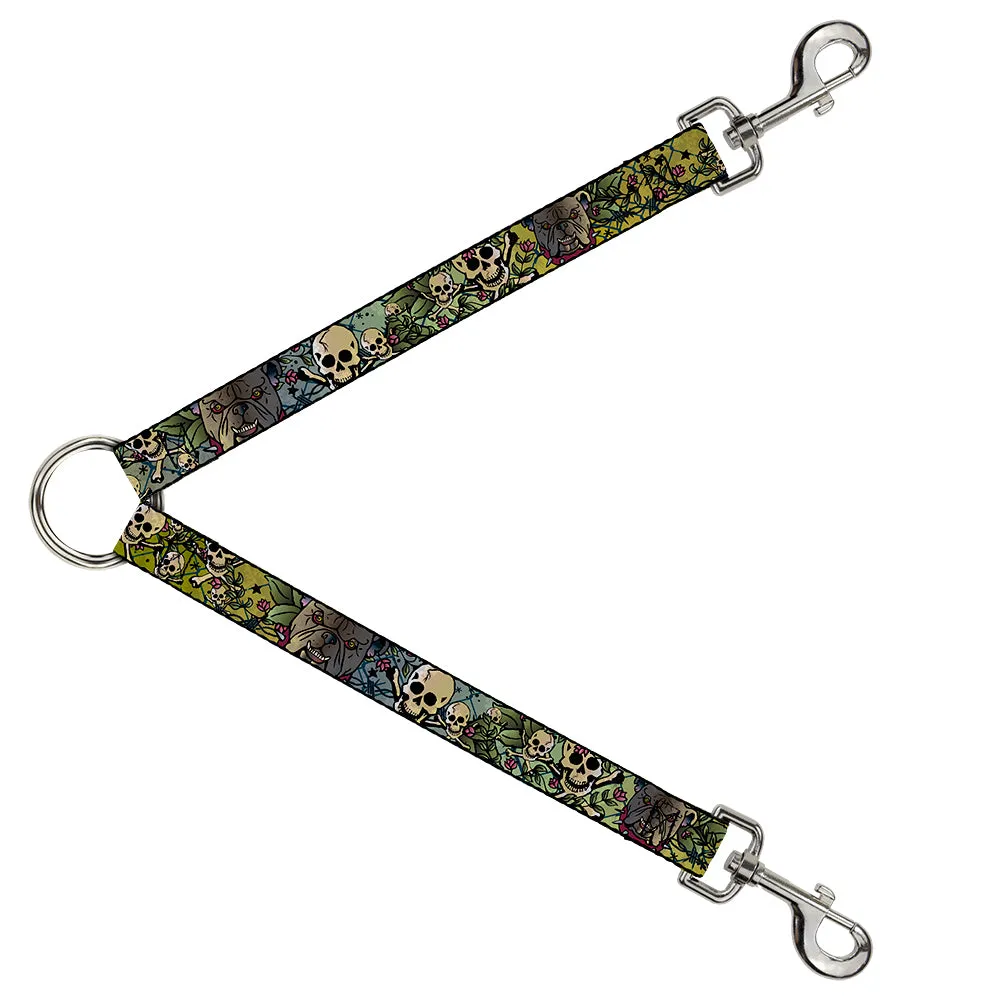 Dog Leash Splitter - Trust No One CLOSE-UP Yellow/Green/Blue-S