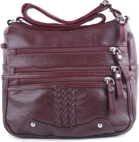 ELDA 10 Pockets Crossbody Purse for Women Medium Pocketbooks Ladies Soft PU Leather Shoulder Bag Ladies Top Handle Satchel