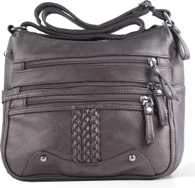 ELDA 10 Pockets Crossbody Purse for Women Medium Pocketbooks Ladies Soft PU Leather Shoulder Bag Ladies Top Handle Satchel