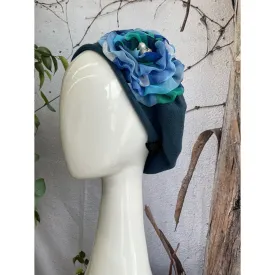 Embellished Cotton Beret - Medium/Large, Teal