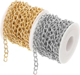 EPIGEIST 2Rolls Twisted Chain for DIY Crafts of Lightweight Non Fading Bag and Clothing Chains Links for Jewelry Making and Decoration Colors