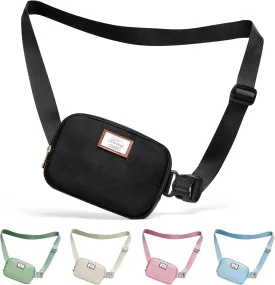 Fanny Packs for Women Men Crossbody, Small Belt Bag with Adjustable Strap, Waterproof Mini Waist Pack for Outdoor Running Hiking Walking Travel Sport (Black)