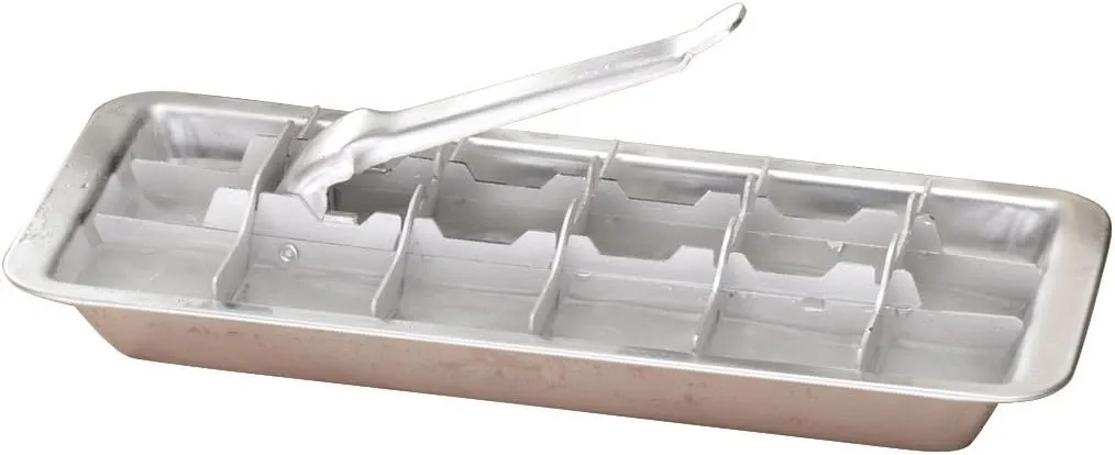 Fox Valley Traders Vintage Kitchen Ice Cube Tray – 18 Slot Ice Cube Maker with Easy Release Handle – Aluminum Metal – 11” L x 4” W x 1 ¾” H
