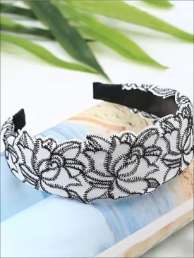 Girls Lace Embroidery Wide Headband