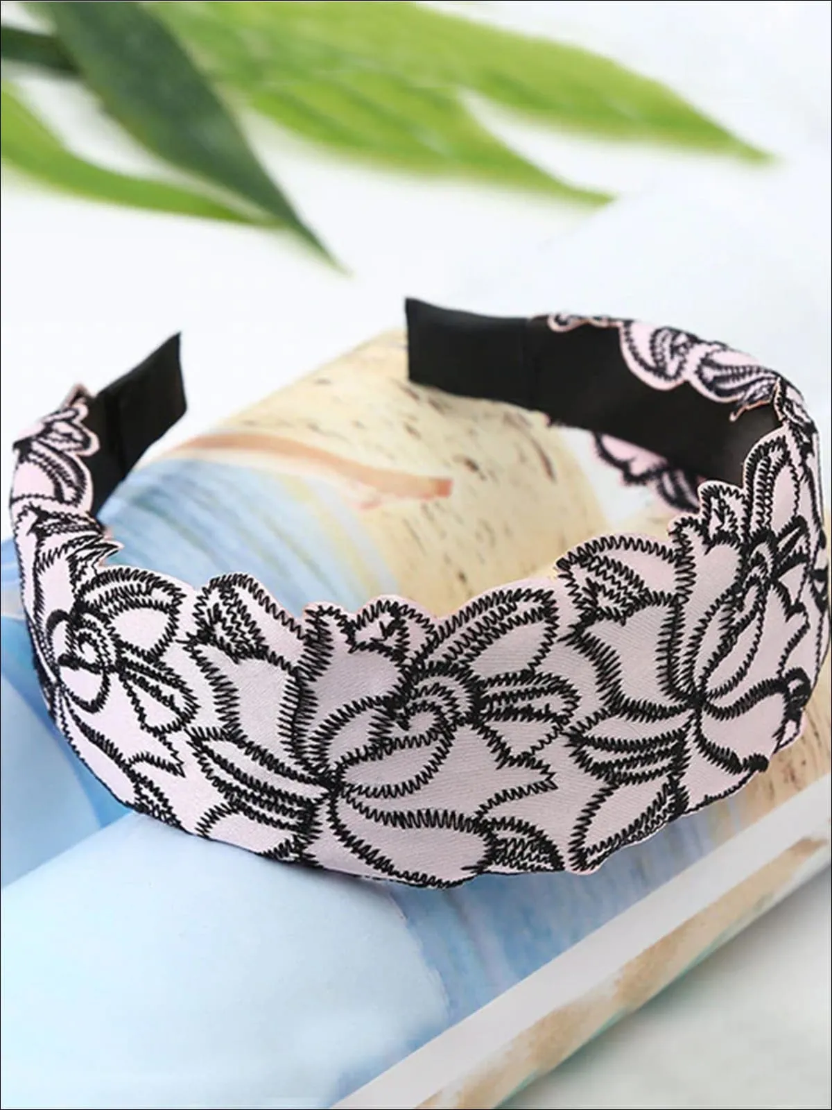 Girls Lace Embroidery Wide Headband