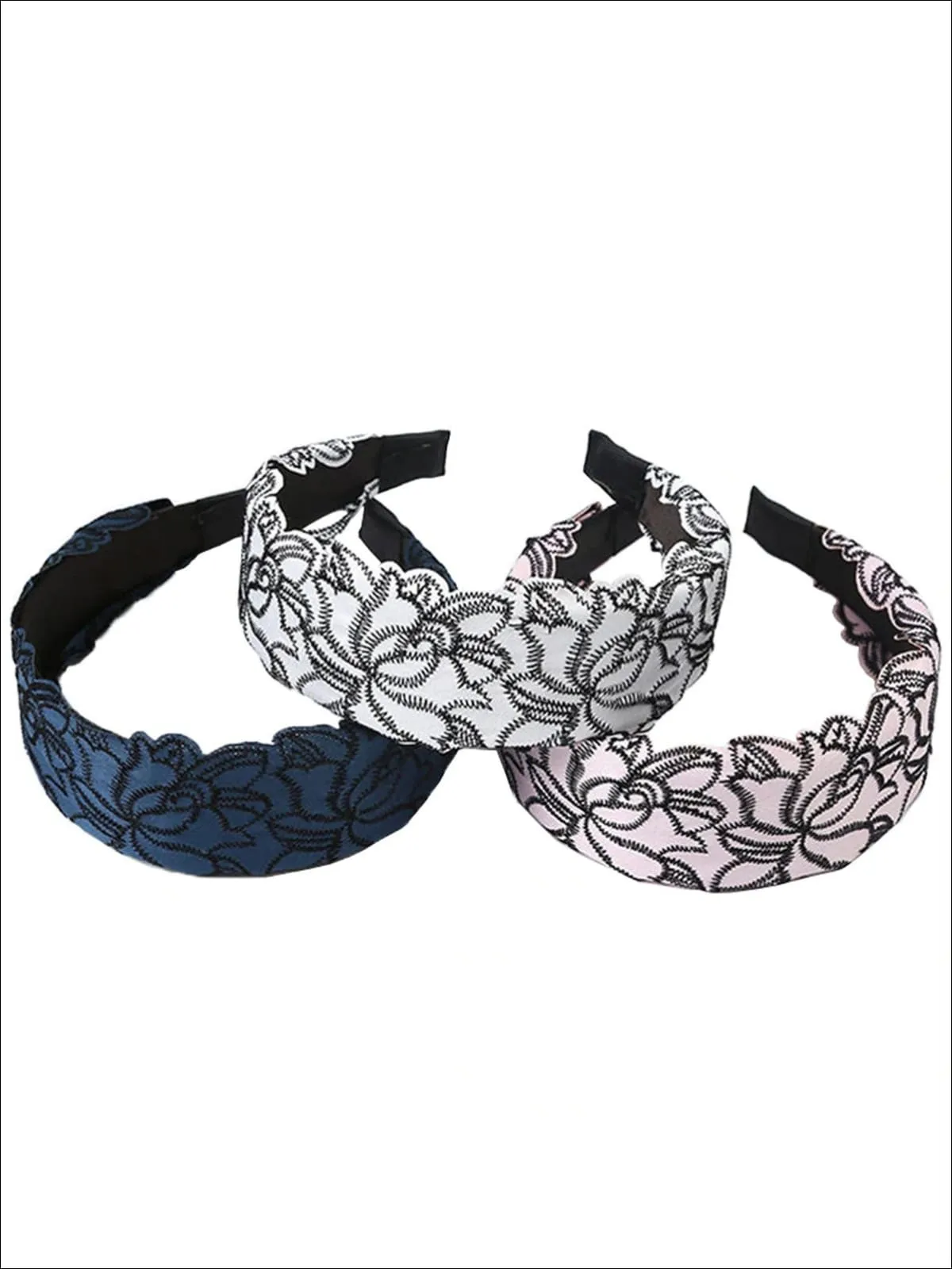 Girls Lace Embroidery Wide Headband