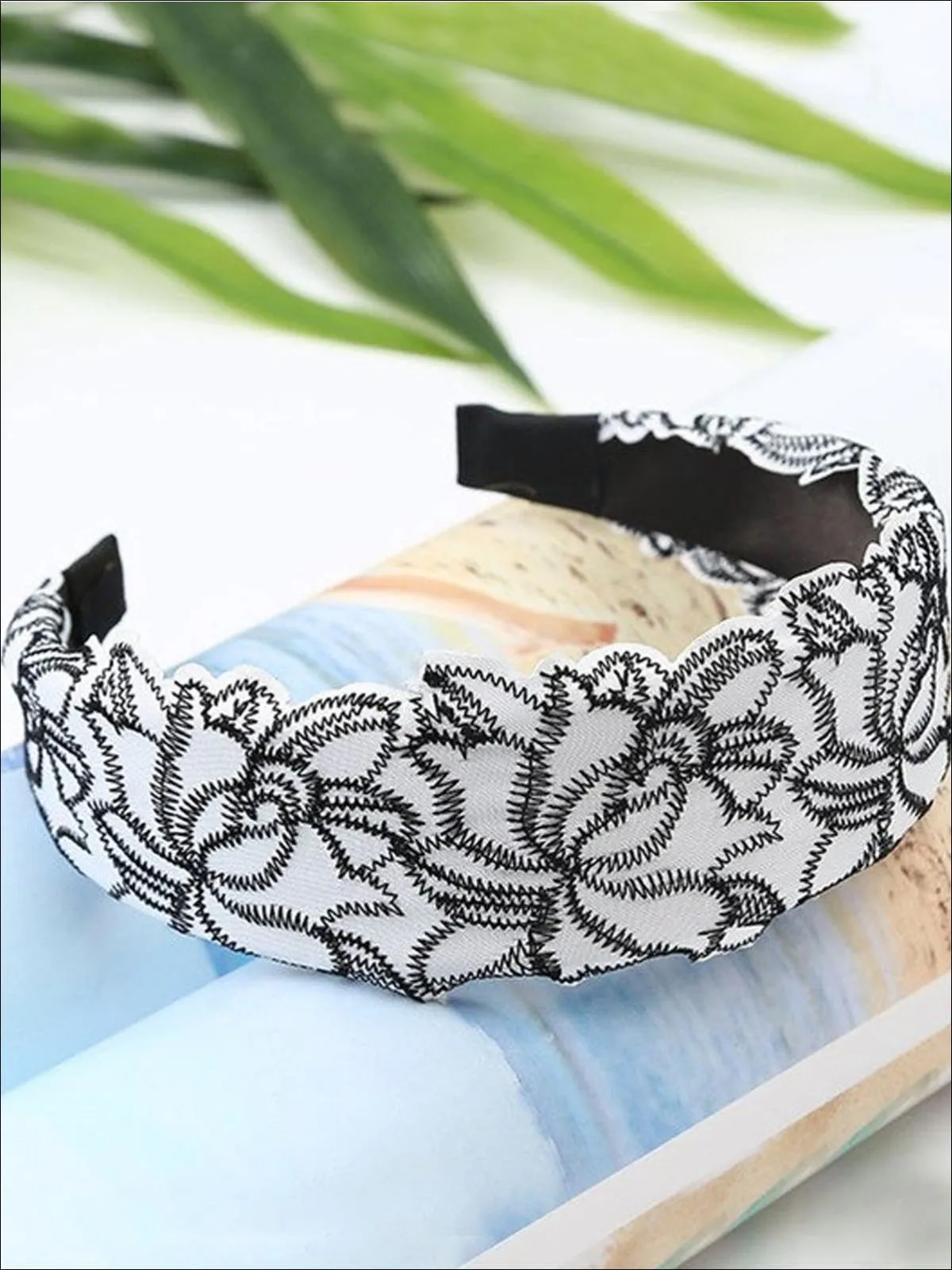 Girls Lace Embroidery Wide Headband