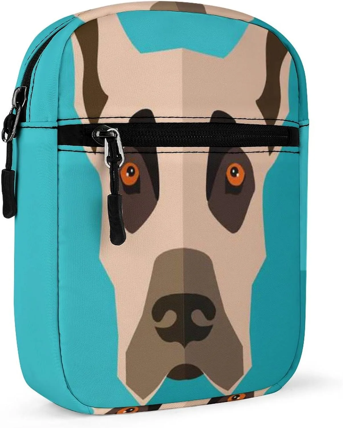 Great Dane Dog On Turquoise Adjustable Fanny Waist Pack Pouch, Waterproof Crossbody Runners Bag Wallet for Gym Hiking Fitness Women Men 6.1 x 2.2 x 7.9 inch