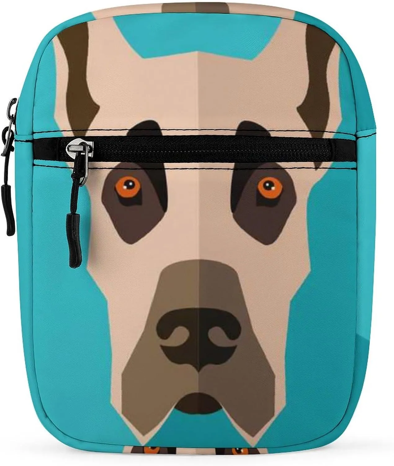 Great Dane Dog On Turquoise Adjustable Fanny Waist Pack Pouch, Waterproof Crossbody Runners Bag Wallet for Gym Hiking Fitness Women Men 6.1 x 2.2 x 7.9 inch
