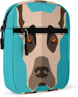 Great Dane Dog On Turquoise Adjustable Fanny Waist Pack Pouch, Waterproof Crossbody Runners Bag Wallet for Gym Hiking Fitness Women Men 6.1 x 2.2 x 7.9 inch