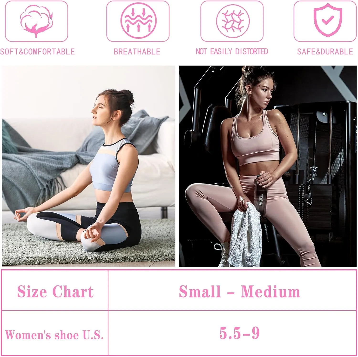 Grip Pilates Socks Non Slip Athletic Yoga Socks with Grips for Women Grippy socks for Hospital Workout Barre