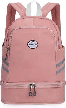HUA ANGEL Multi-purpose Nylon Travel Backpack Foldable Women's Gym Pack with Shoe Compartment - Fitness Sport Swimming 20-30l