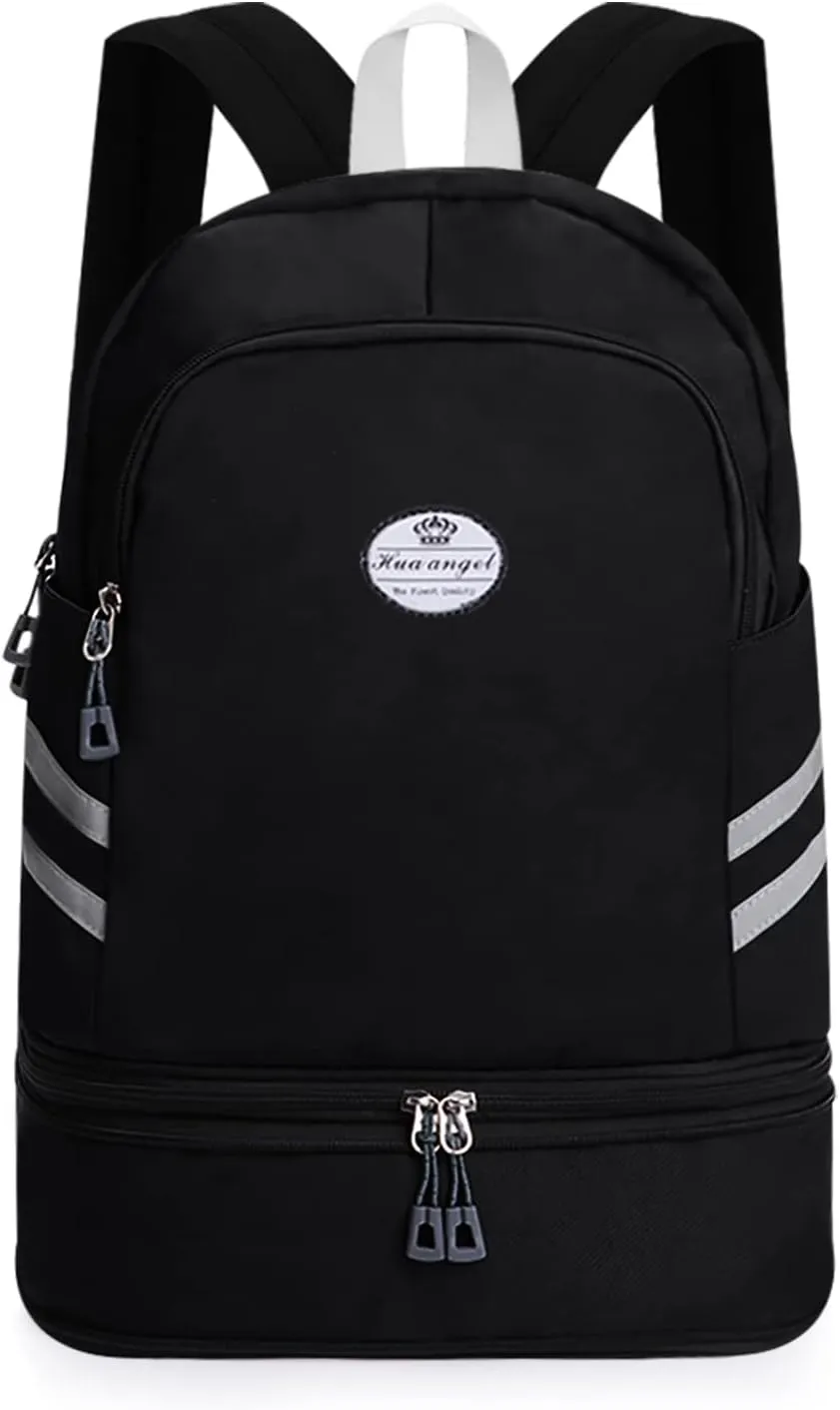 HUA ANGEL Multi-purpose Nylon Travel Backpack Foldable Women's Gym Pack with Shoe Compartment - Fitness Sport Swimming 20-30l