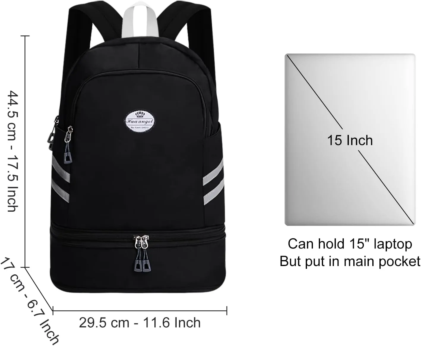 HUA ANGEL Multi-purpose Nylon Travel Backpack Foldable Women's Gym Pack with Shoe Compartment - Fitness Sport Swimming 20-30l
