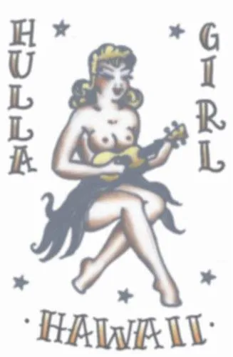 Hula Girl Vintage 1950s Temporary Tattoo - Buy Online Only