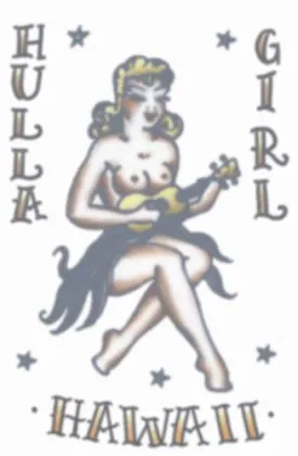 Hula Girl Vintage 1950s Temporary Tattoo - Buy Online Only