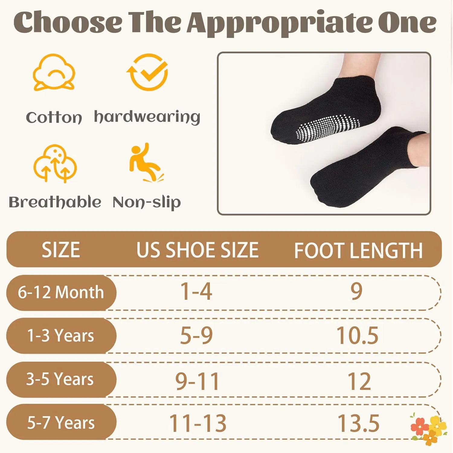 HYCLES 15 Pairs Toddler Socks, Kids Grip Socks for 6-12 Month 1-7 Years Non Slip Ankle Sock for Baby Boys Girls