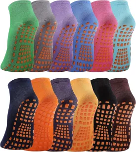 jeuhut Pilates Grip Socks for Women 12 Pairs Non Slip Yoga Barre Sticky Hospital Slipper Socks