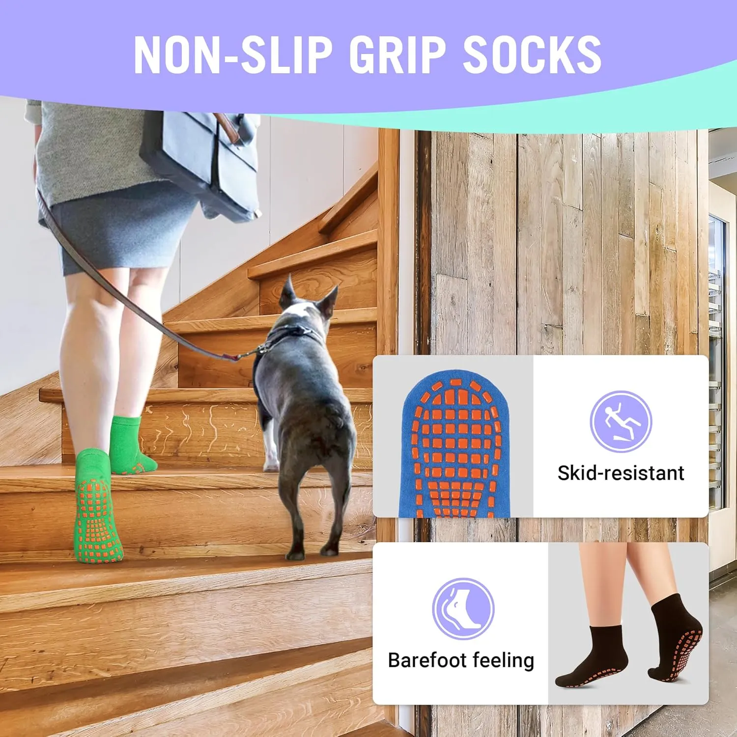 jeuhut Pilates Grip Socks for Women 12 Pairs Non Slip Yoga Barre Sticky Hospital Slipper Socks