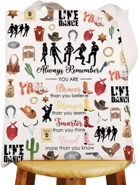 JNIAP Line Dance Tote Bag Country Music Line Dancing Gifts Line Dancer Gifts Line Dance Lover Grocery Bag