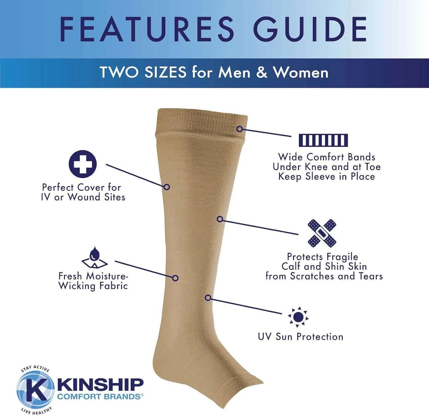 Leg Skin Protector Sleeves for Men & Women Protect Sensitive Leg Skin from Bruising, Tears, Abrasions & Sun Exposure Toeless Sock Protector for Thin Leg Skin | 1 Pair