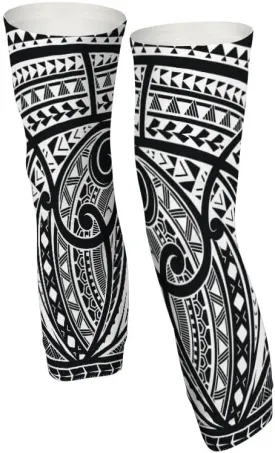Leg Sleeves for Men and Women, Polynesian Tribal Tattoo Pattern, Full Length Leg Warmers for Sport