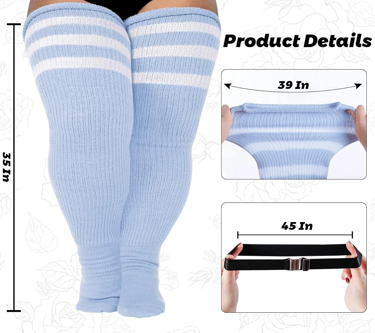 LOUSGUTA Plus Size Thigh High Socks for Thick Thighs- Extra Long Womens Cable Knitted Over Knee High Leg Warmer