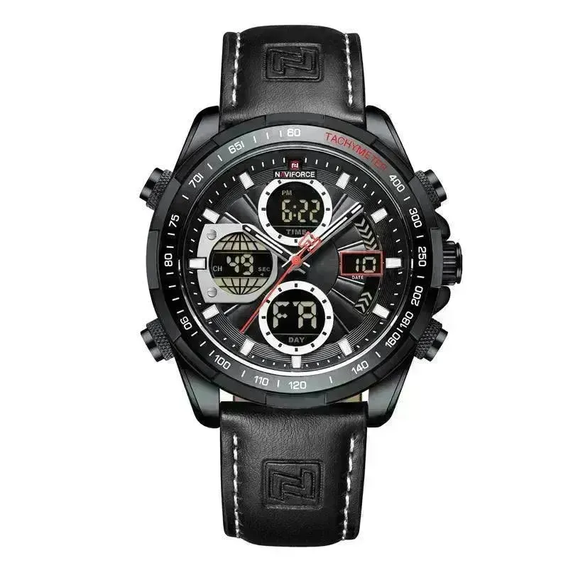 Luxury Men's Waterproof Sports Leather Strap Electronic Multi-function Watch