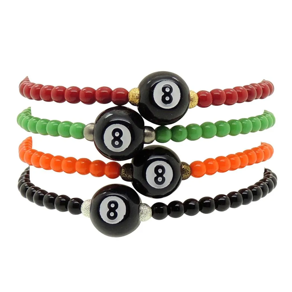 Magic 8 Ball Charm Glass Bead Bracelet