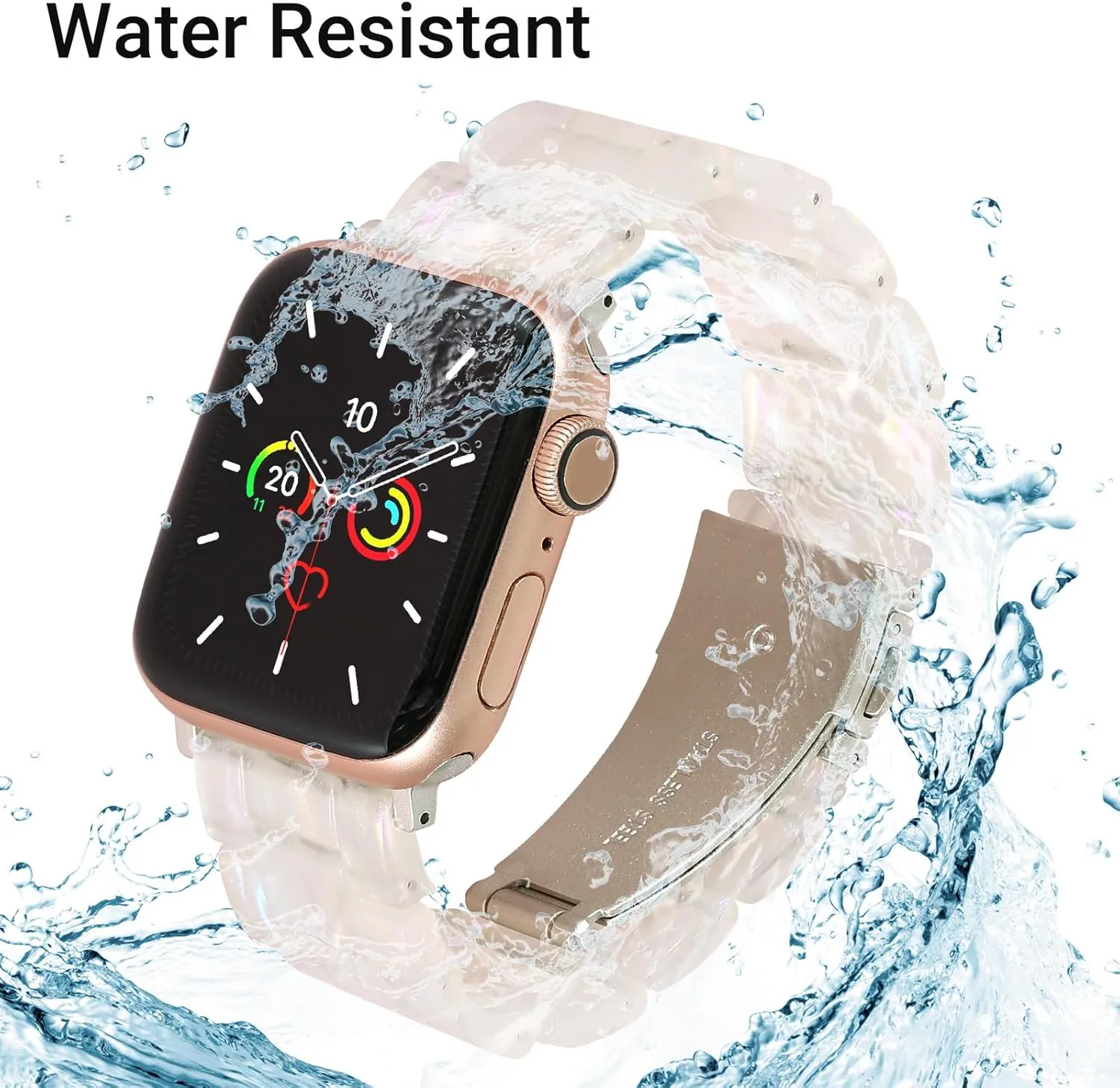 MAIRUI Resin Watch Band Compatible with Apple Watch for Women Men 41mm/40mm/38mm Series 9/8/7/6 SE Slim Bands Strap Bracelet Wristband for iWatch 5/4/3/2/1/Ultra/Ultra 2(Colorful Shell White-2)