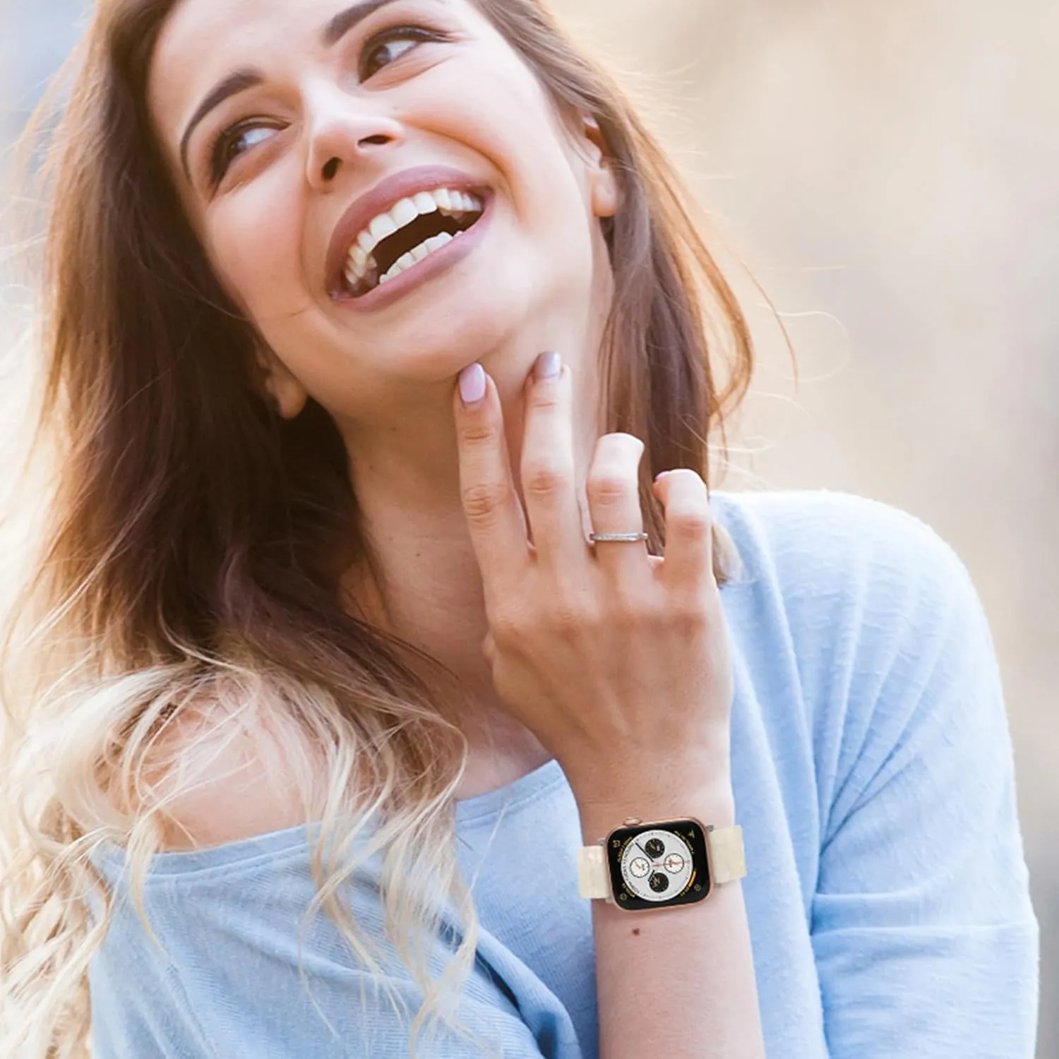 MAIRUI Resin Watch Band Compatible with Apple Watch for Women Men 41mm/40mm/38mm Series 9/8/7/6 SE Slim Bands Strap Bracelet Wristband for iWatch 5/4/3/2/1/Ultra/Ultra 2(Colorful Shell White-2)