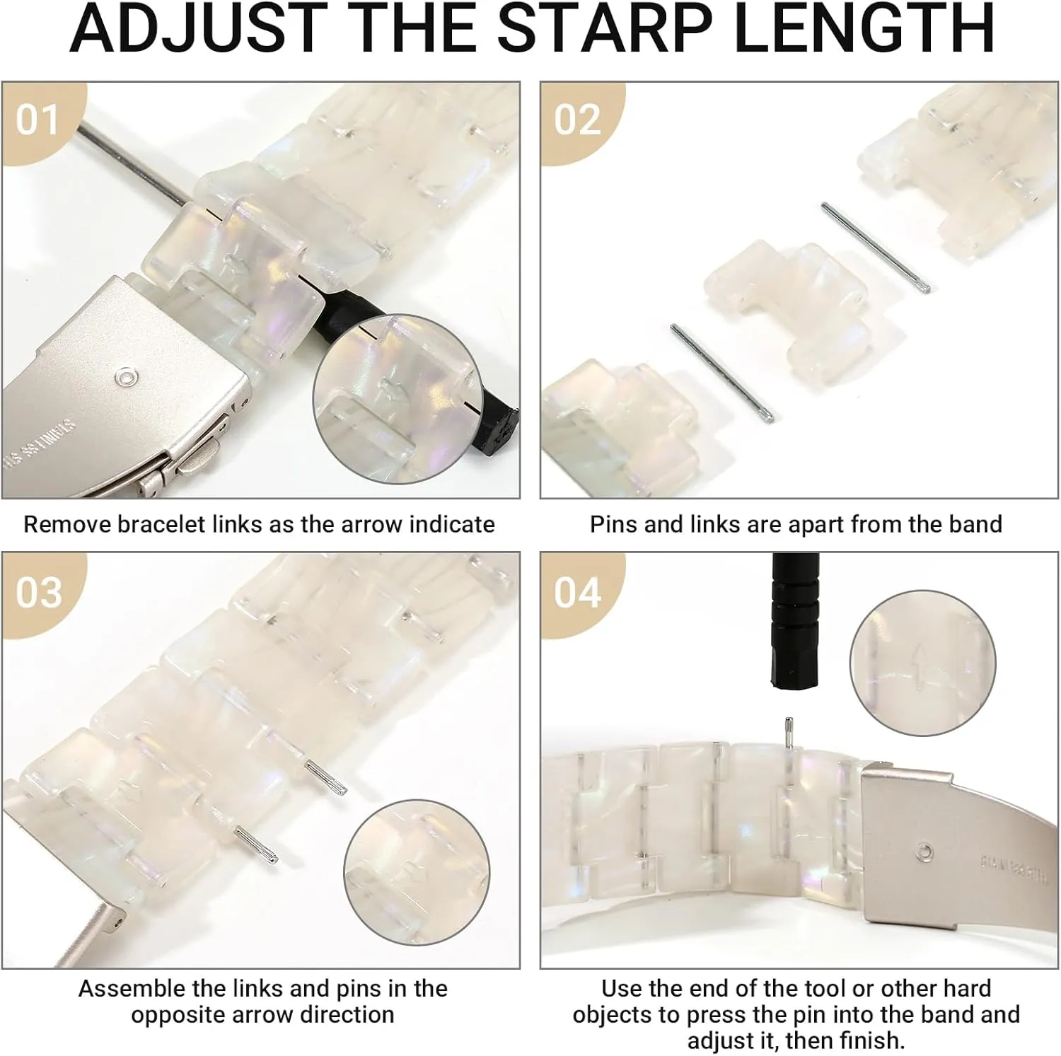MAIRUI Resin Watch Band Compatible with Apple Watch for Women Men 41mm/40mm/38mm Series 9/8/7/6 SE Slim Bands Strap Bracelet Wristband for iWatch 5/4/3/2/1/Ultra/Ultra 2(Colorful Shell White-2)