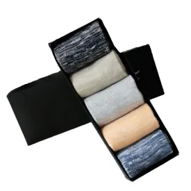 New Arrival Mens Cotton Socks Comfortable Pattern Black Grey Mix 5 Pack Gift Box