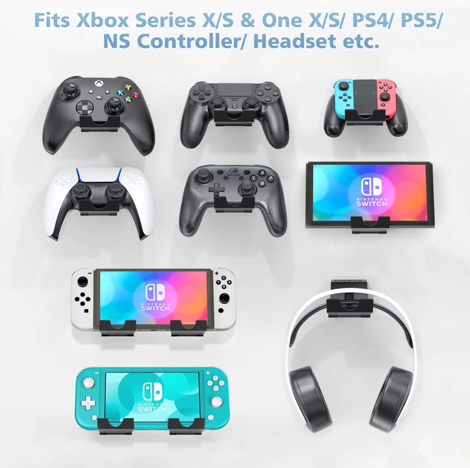 OIVO Controller & Headset Wall Mount Holder Stand, Foldable Headphone Stand, Gaming Controller Holder Hanger Hook, Universal Storage Organizer Controller/Earphone/Game Accessories-6 Packs