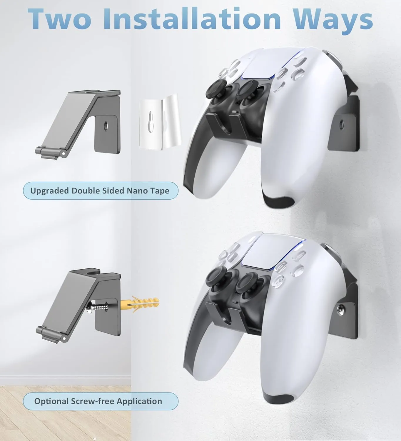 OIVO Controller & Headset Wall Mount Holder Stand, Foldable Headphone Stand, Gaming Controller Holder Hanger Hook, Universal Storage Organizer Controller/Earphone/Game Accessories-6 Packs