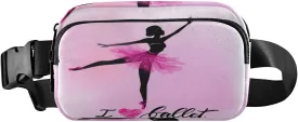 Oyihfvs Ballerina Dance Pink Adjustable Fanny Waist Pack Pouch, Waterproof Runners Sports Waist Pack Wallet for Sports Hiking Fitness Cycling Gym Women Men