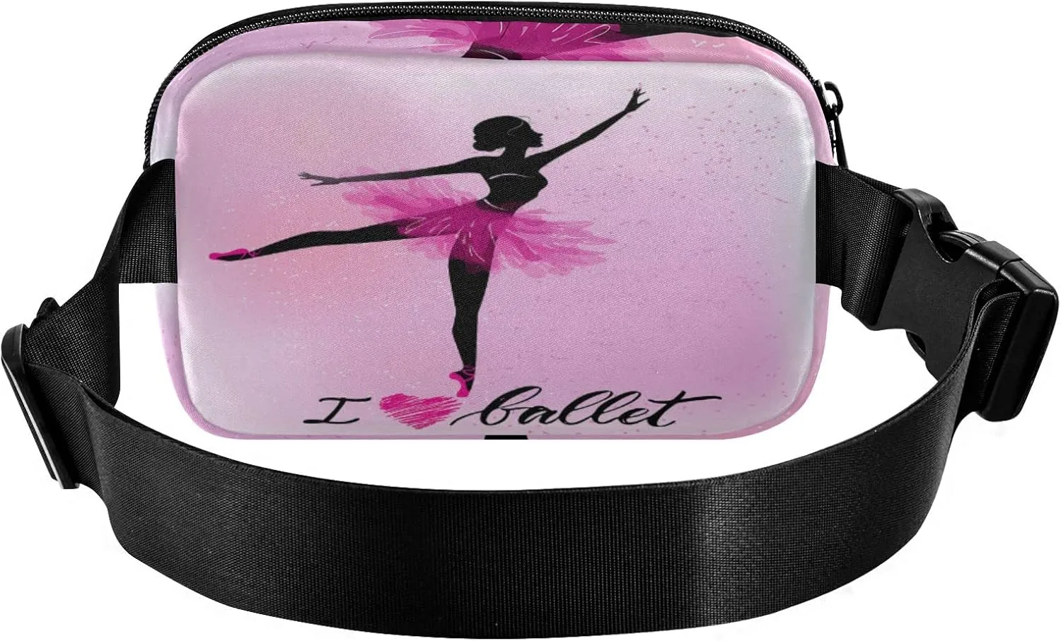 Oyihfvs Ballerina Dance Pink Adjustable Fanny Waist Pack Pouch, Waterproof Runners Sports Waist Pack Wallet for Sports Hiking Fitness Cycling Gym Women Men